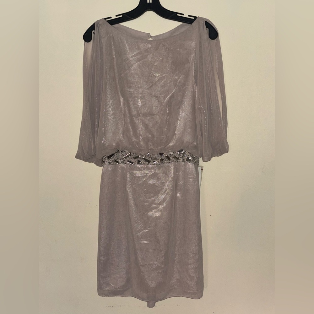 Bisou Bisou Sand and Silver Embellished Dress